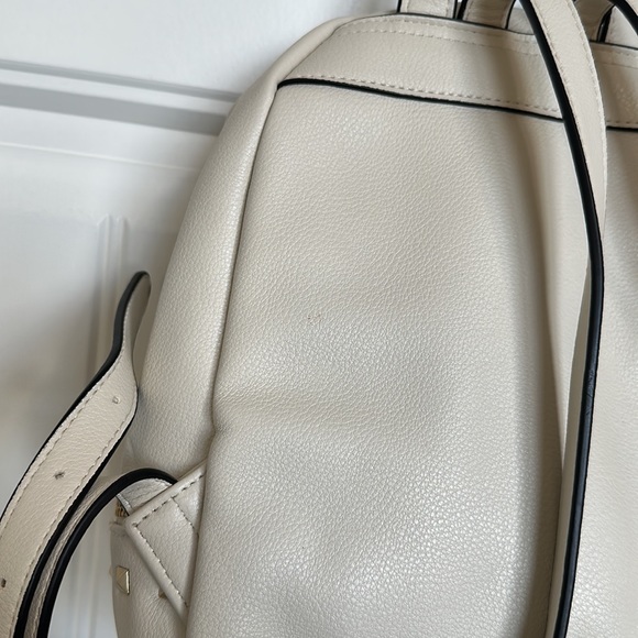 Guess Small Faux Leather Backpack Bag Studded Cream/Off White/Gold - Picture 4 of 16
